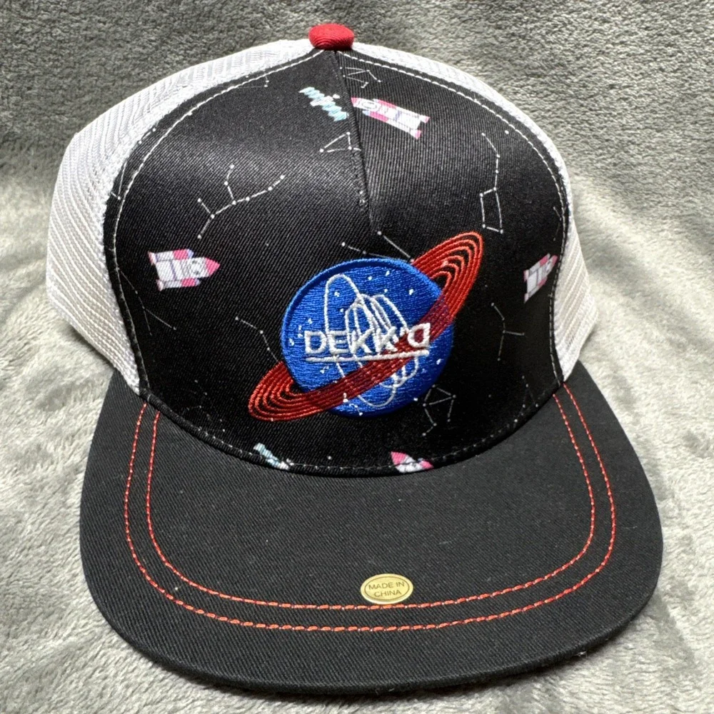 Dekk'd Space NASA Like Child Trucker Hat Black Rockets Adjustable Snap‎ Back
